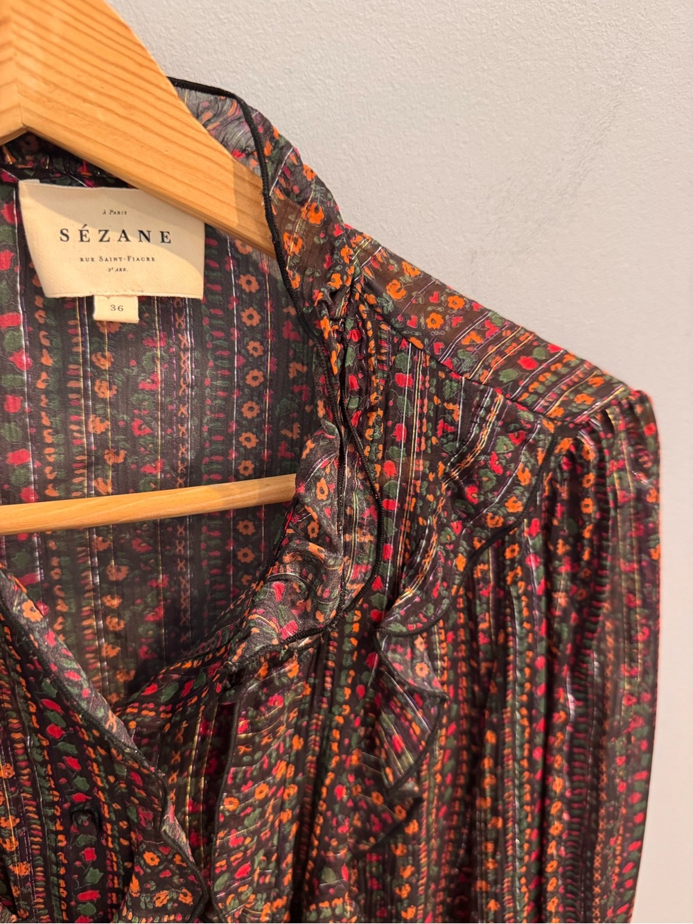 NEW Sezane Celine Button Front Floral Blouse, Size 36/US 4 - Picture 8 of 14